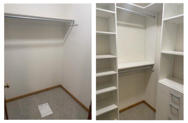 Before and after of my son's closet.