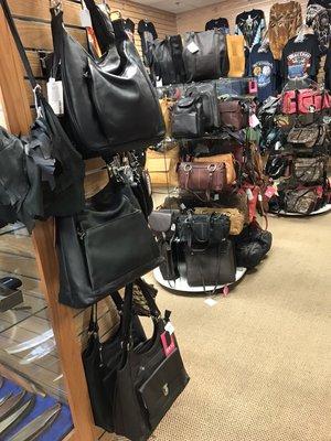 Leather purses and wallets.