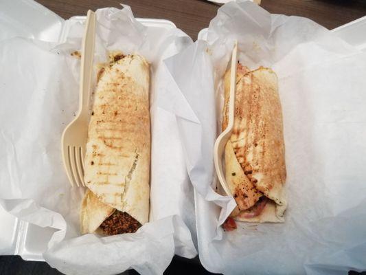 Falafel wrap on left. Shitken shwarma wrap on right.  Sooooo tiny....