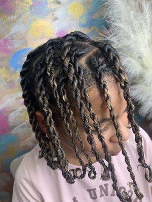 Natural hair protective styling and color