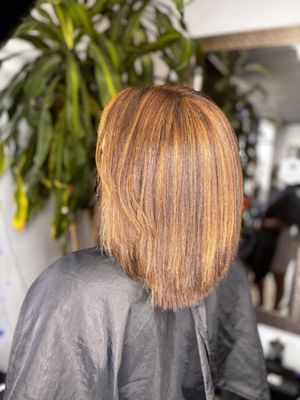 Honey highlights at the top only