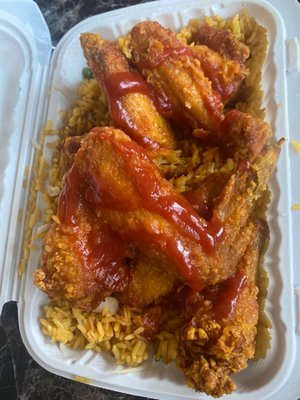 Fried chicken and fried rice