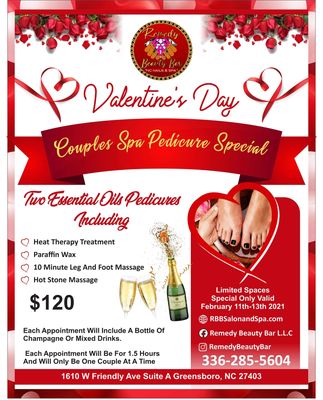 Valentines Day Special!!! Book your appointment at rbbsalonandspa.com