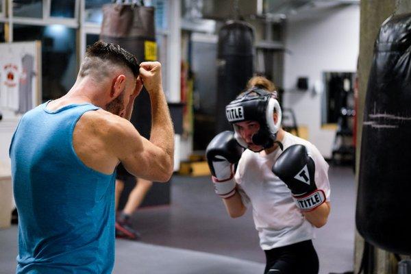 Sparring technique training.