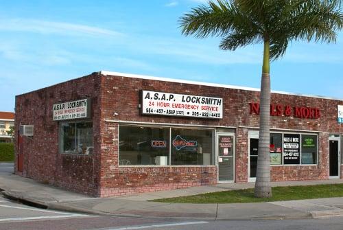 ASAP Locksmith in Hallandale, just 1/4 of a mile north of Hallandale Beach Blvd in US 1.