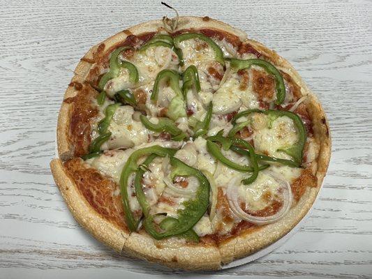 Onion and Onion & Green Peppers Pizza