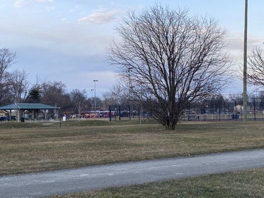 Picnic area and tennis court