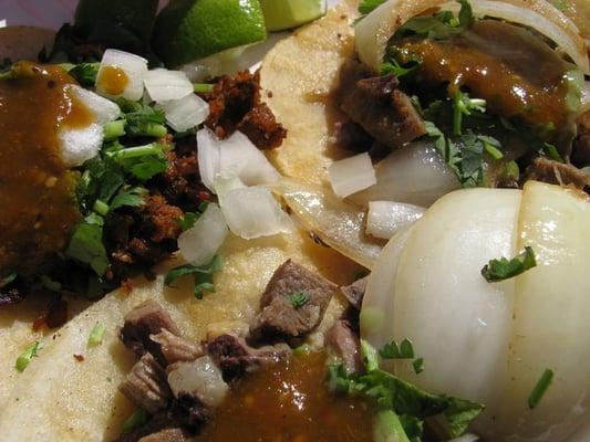 tacos al pastor and de lengua