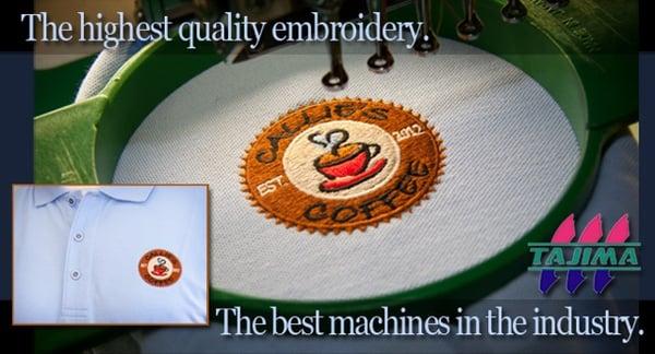 Embroidery in our locally owned Greenwood, Indiana office.