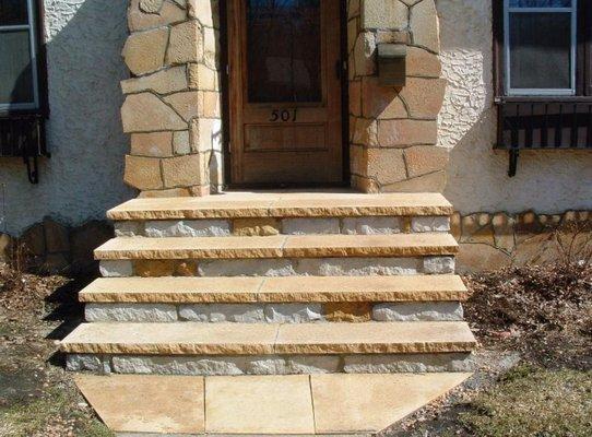 brown stone steps