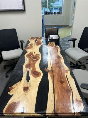 custom epoxy wood furniture creations.