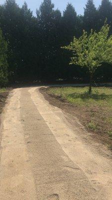 Crushed rock track right on our property!