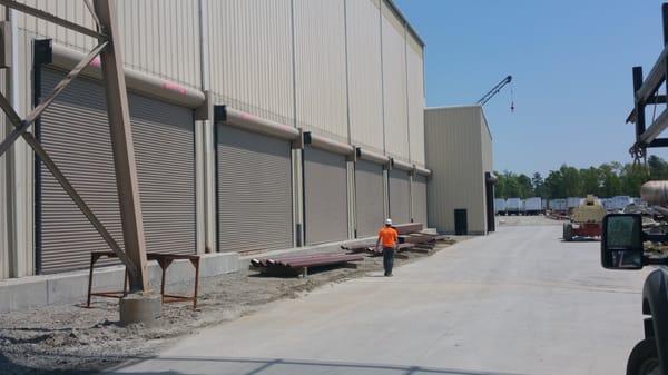 Multiple rolling steel service doors at Nestle Purina in King William VA.