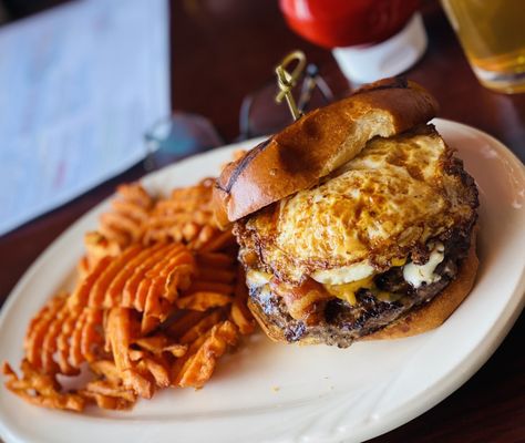 Bash Burger and Sweet Potato Waffle Fries