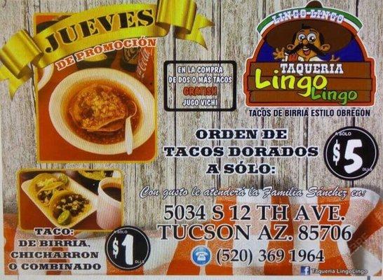 The best Tacos dotados and tacos de birria in the south of Tucson.