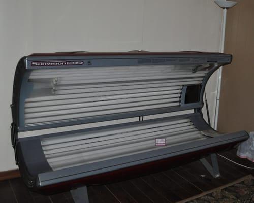 Tanning bed. 28 bulb 20 minute Sunvision II from Wolfe. We have two of these. Hot Bulbs. Plus we have Spray Tanning also!