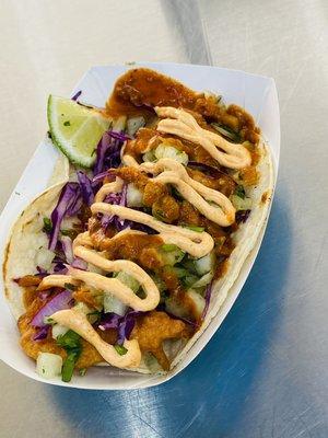 Shrimp Taco-Red cabbage, onions cilantro and house sauce