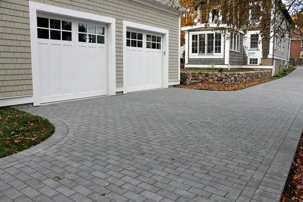 Permeable paver driveway in Newton, Ma