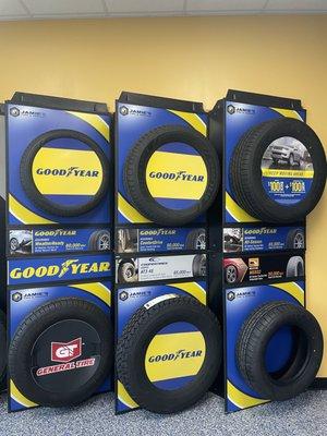 Shop our wide selection of tires, including Goodyear, Continental, and Cooper.