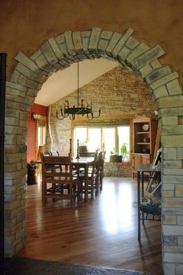 Stone veneer for kitchen and dining areas