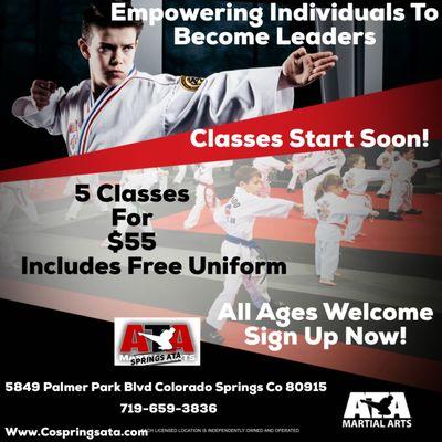 New year, new beginnings! Come try out one of the leading Martial Arts school in the Springs. Come join our amazing team of martial artists!