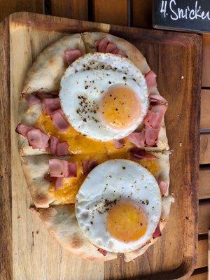 Breakfast flatbread pizza! I was bummed I ordered the French toast after seeing this masterpiece. French toast was awesome though.