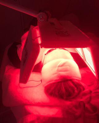 My client is loving her red LED treatment.