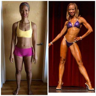 Client transformation: Bikini bodybuilding transformation.