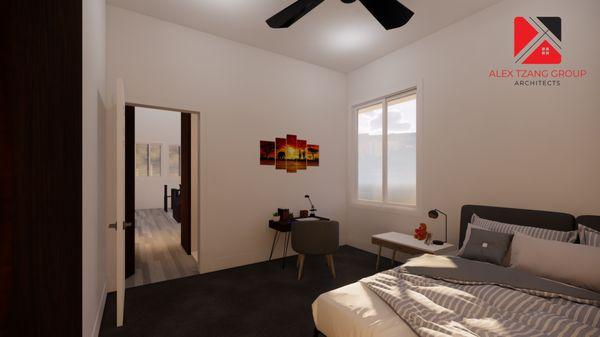 10ft ceiling will make standard-sized bedroom looks much more roomy.  Our ADU typically have 9-10ft plate height.