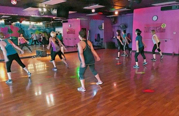 You always leave Zumba happy! Come join us for cool lights and awesome instruction.