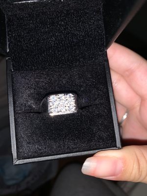 the ring inside the box.