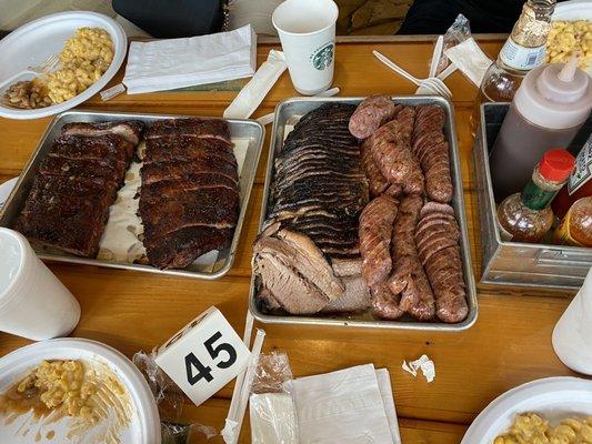 Ribs, Brisket and Sausage