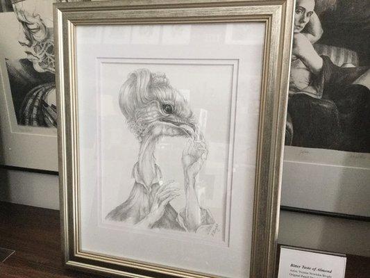 "Bitter Taste of Almond" - framed original pencil drawing on paper