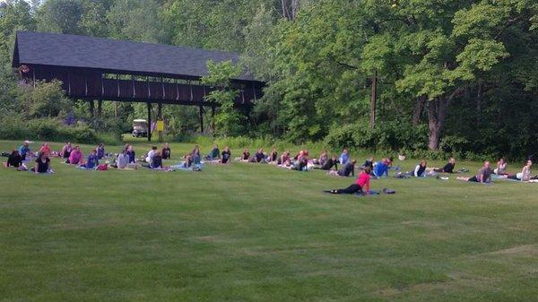 We offer Outdoor Yoga each Monday night 5:30-6:30 at Hilly Haven Golf Course. Nature + YOGA!