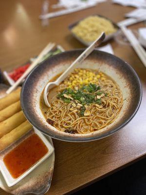 Black garlic ramen add corn, no sprouts, egg, or chashu