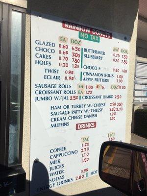 Drive thru! Menu