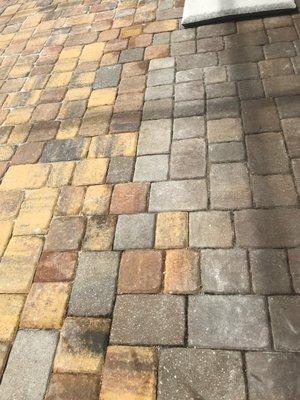 Sales person, Amany, chose yellow pavers to match denim pavers