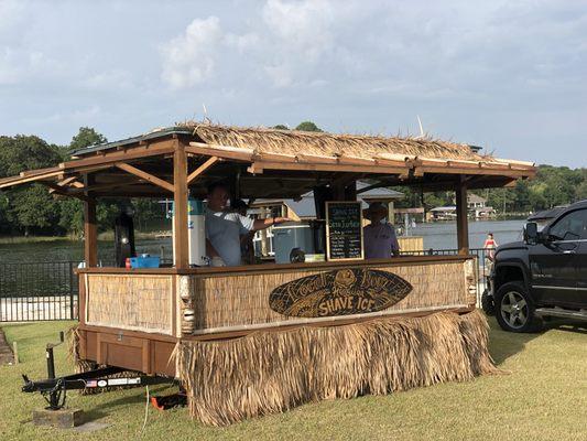 Our tiki trailer set up at a private bash.