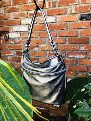 Pewter Leather Tote Bag