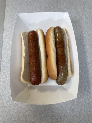 Hotdog and bratwurst