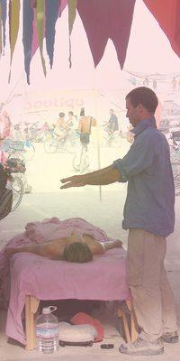 Transmitting the Divine Energy at Center Camp, Burning Man