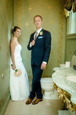 We weren't about to let that bathroom go to waste (check out how he used the natural light from the window!)