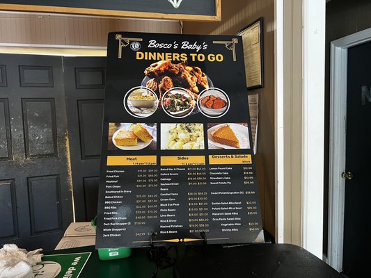 This is a photo of their take-out menu that you can order ahead of time.