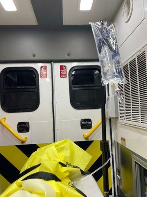 Ambulance ride across the parking lot to the hospital