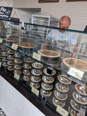 Pies on display