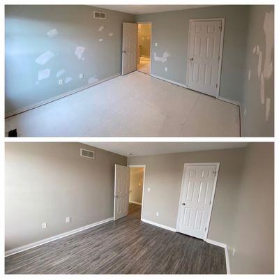 Bedroom 2, before and after pics