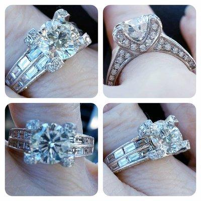 18ktwg 2.0ct Diamond w/ Baguette & round side accent diamonds.