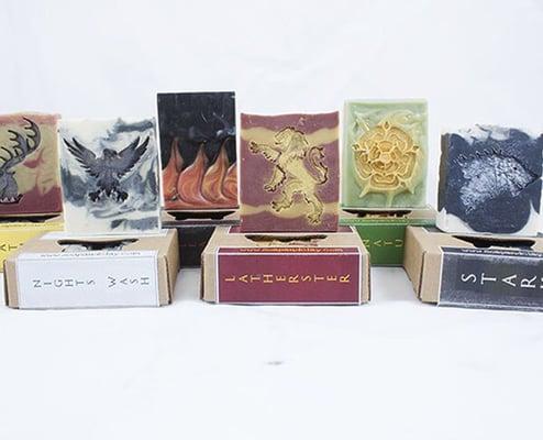 Game of Soaps! Choose your house and get to sudsing. Game of Thrones inspired soap line.