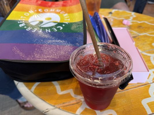 Hibiscus iced tea to cool off during Pride!