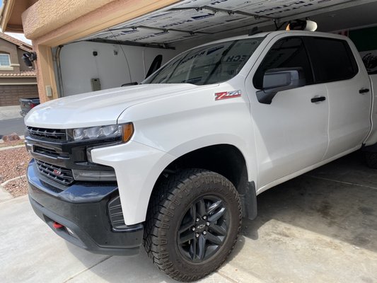 2021 CHEVY Trail Boss 5% Carbon all windows. Another happy customer